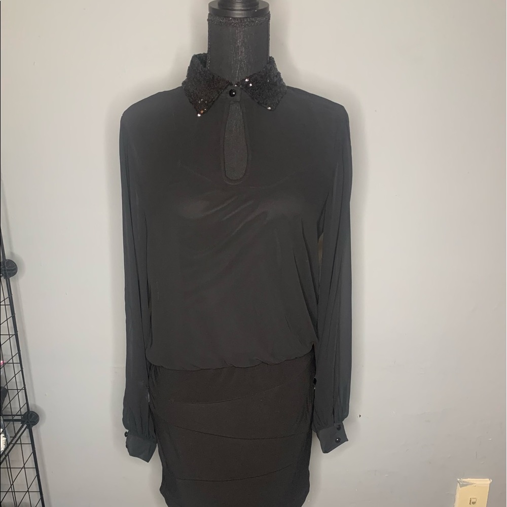 Ladies NWT Black on black sheer mini dress